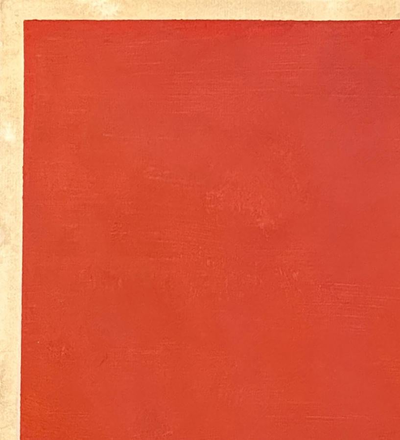 Swedish 'Three Layers of French Red' Abstract Art Pigment on Aged Paper 21 x 16 in For Sale