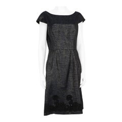 Theia Navy Metallic Knit Robe en dentelle à fleurs Taille XL