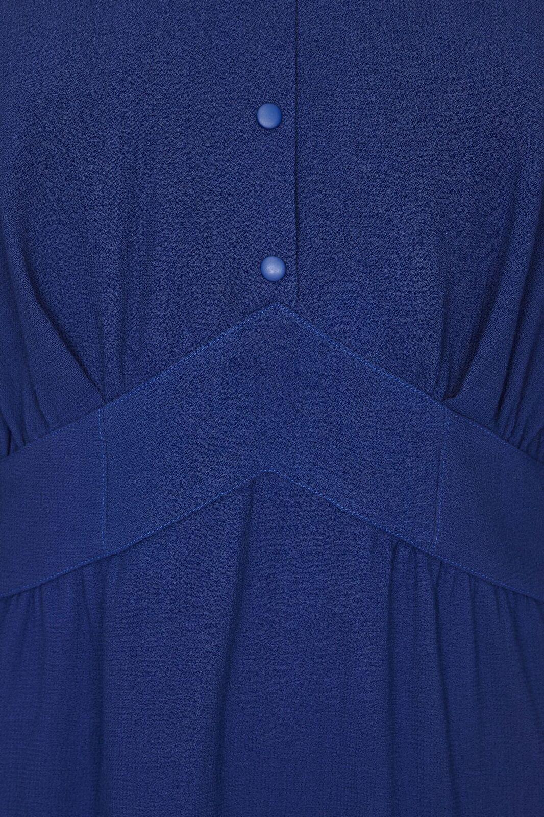 Theirry Mugler 1980er Marineblaues Kleid aus Wollkrepp mit Stand-up-Kragen im Zustand „Hervorragend“ in London, GB