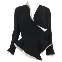 Theirry Mugler: Couturissime Exhibited Black & White 3D Peplum Hip Jacket 1980s