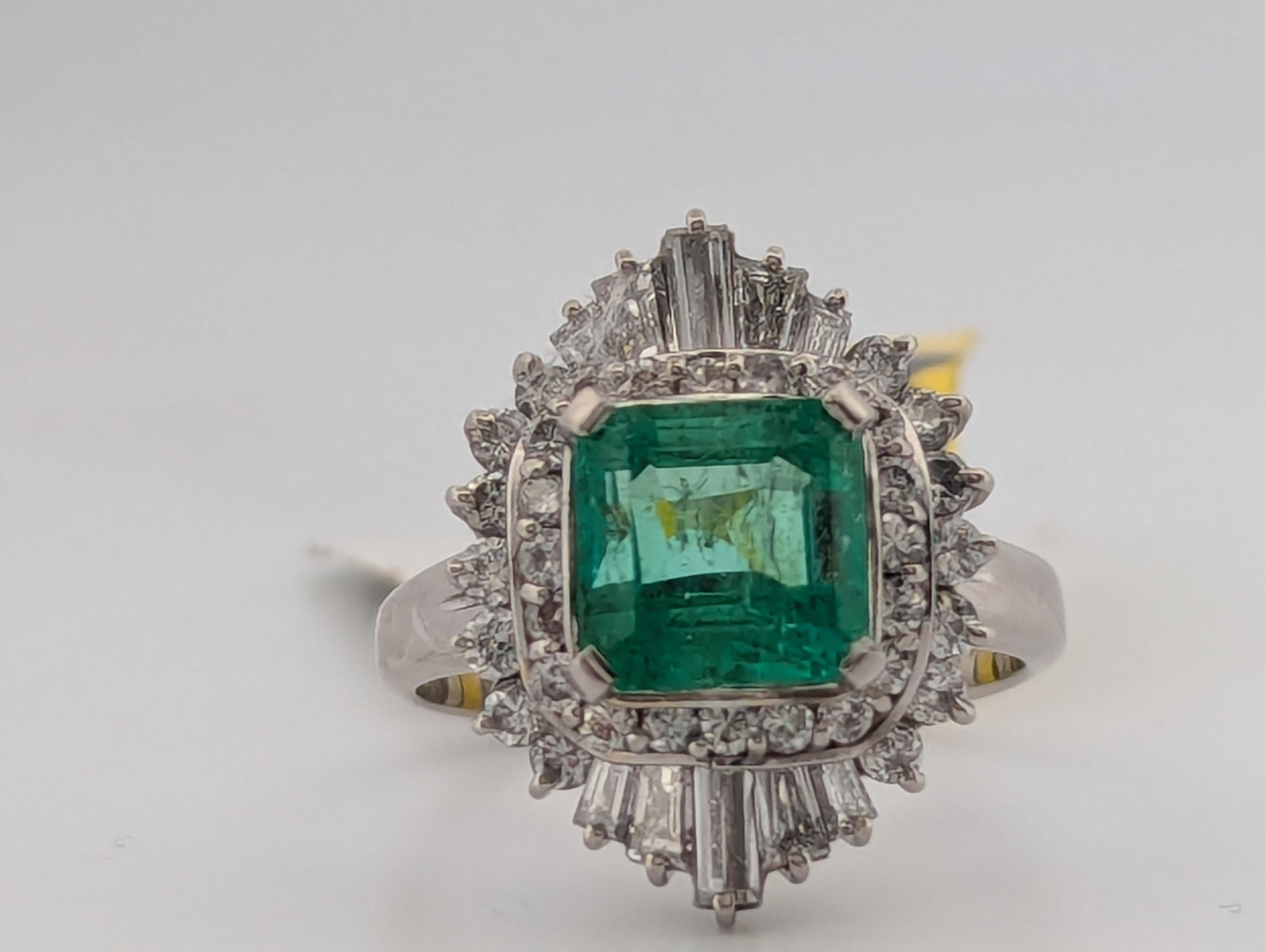 Emerald Cut Thekla  Platinum Ring With 2.52 CT GIA Certified Natural Colombian Emerald For Sale