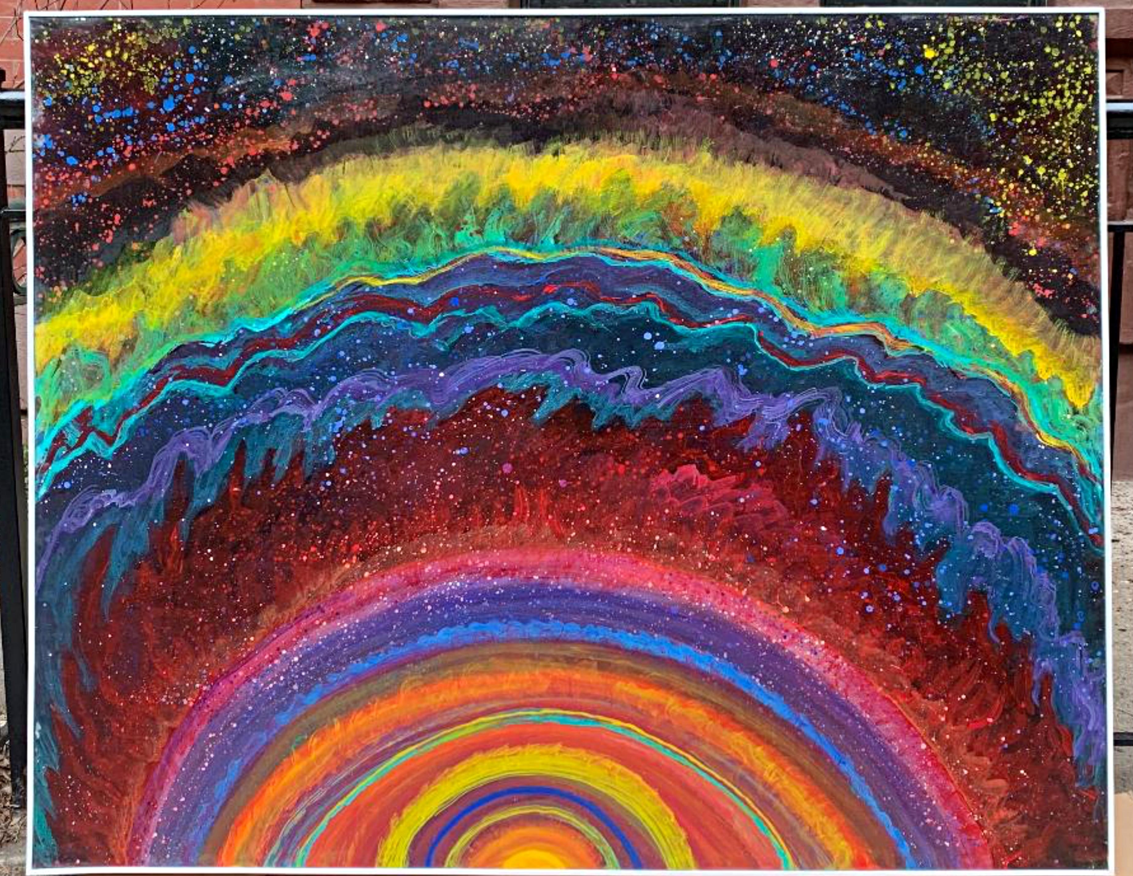 Gravity's Rainbow, unique signed painting on canvas by celebrated female artist - Painting by Thelma Appel