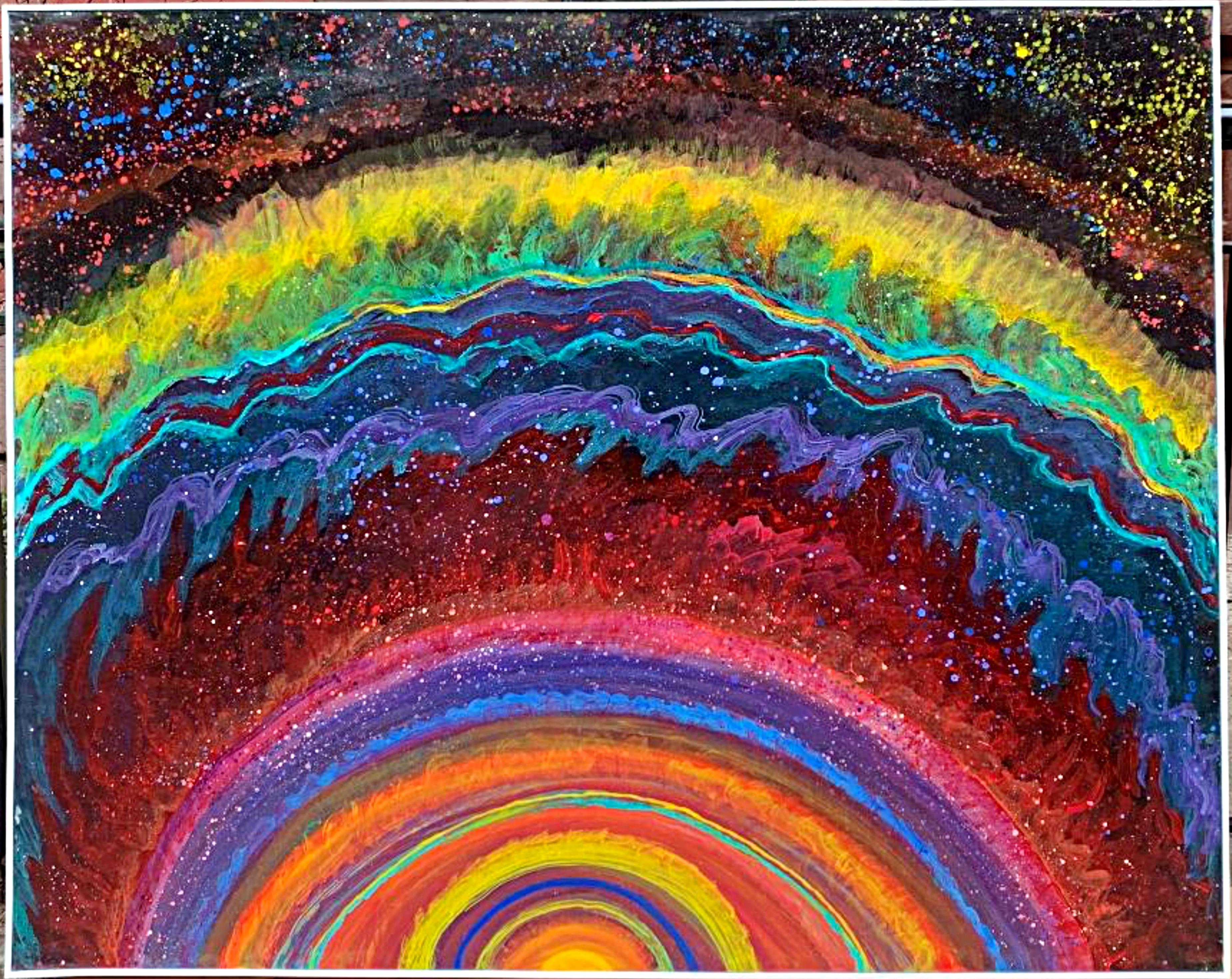 Figurative Painting Thelma Appel - Gravity's Rainbow, peinture sur toile unique signée de la célèbre artiste féminine