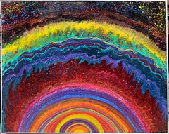 Gravity's Rainbow, unique signed painting on canvas by celebrated female artist