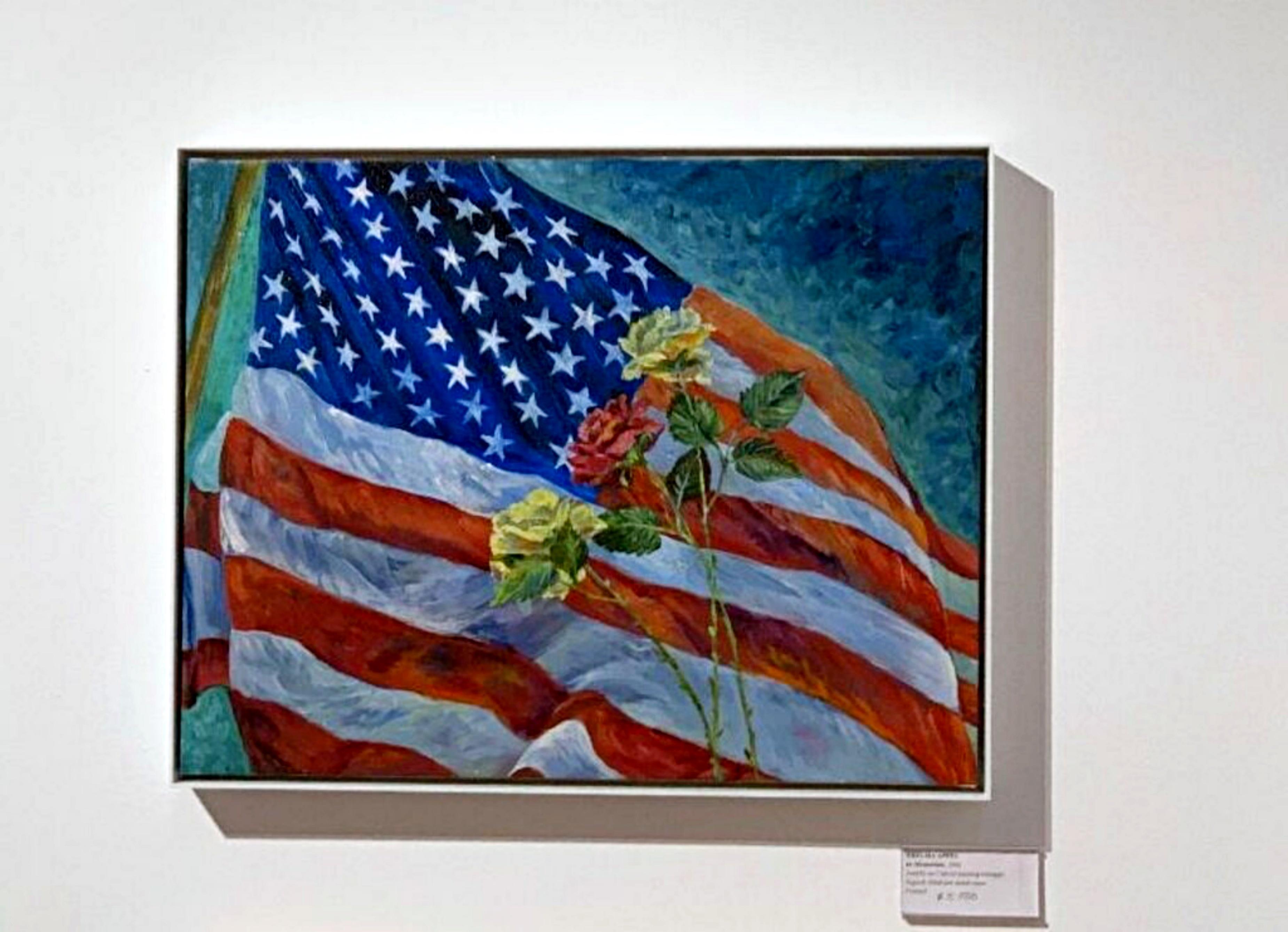 In Memoriam (Amerikanische Flagge), einzigartiges signiertes Acrylgemälde einer Spitzenkünstlerin – Painting von Thelma Appel