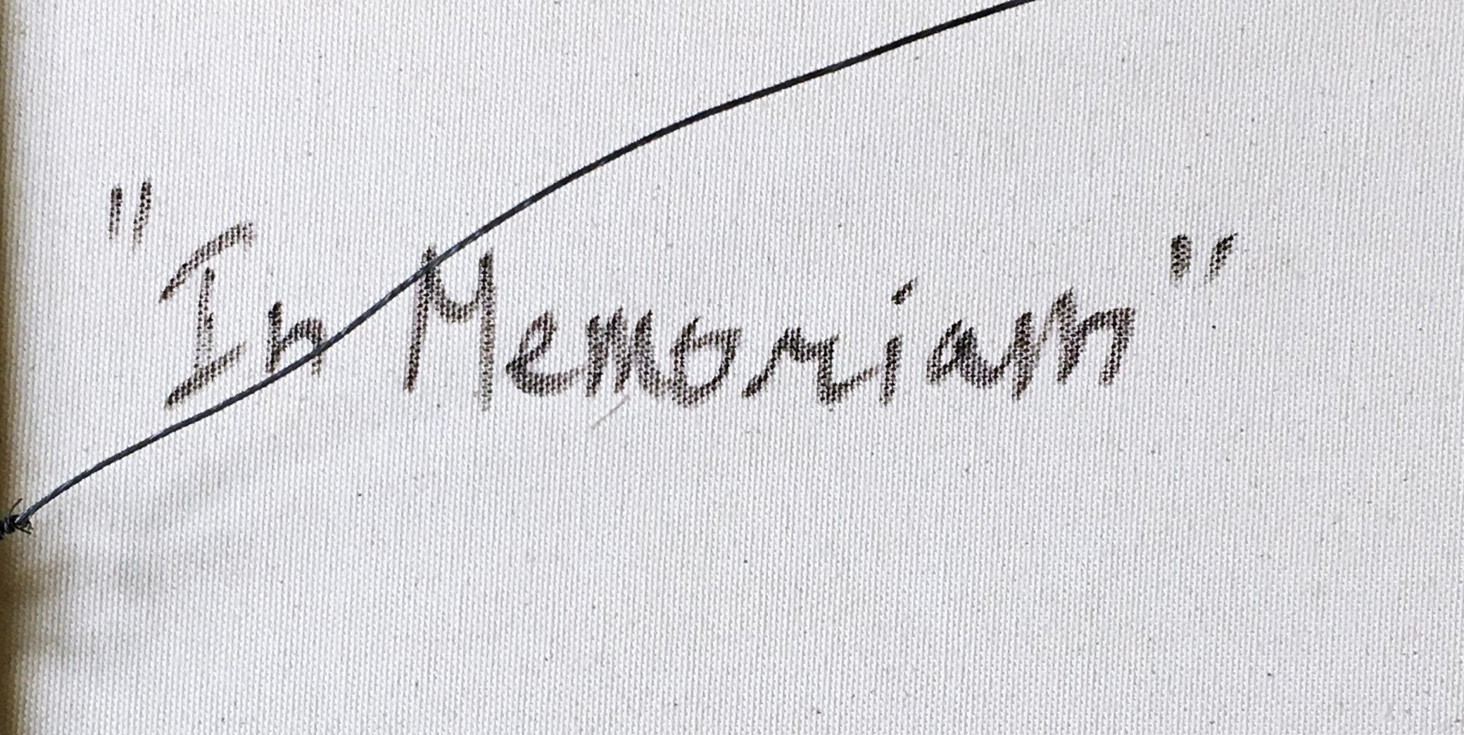 In Memoriam (Amerikanische Flagge), einzigartiges signiertes Acrylgemälde einer Spitzenkünstlerin (Grau), Figurative Painting, von Thelma Appel