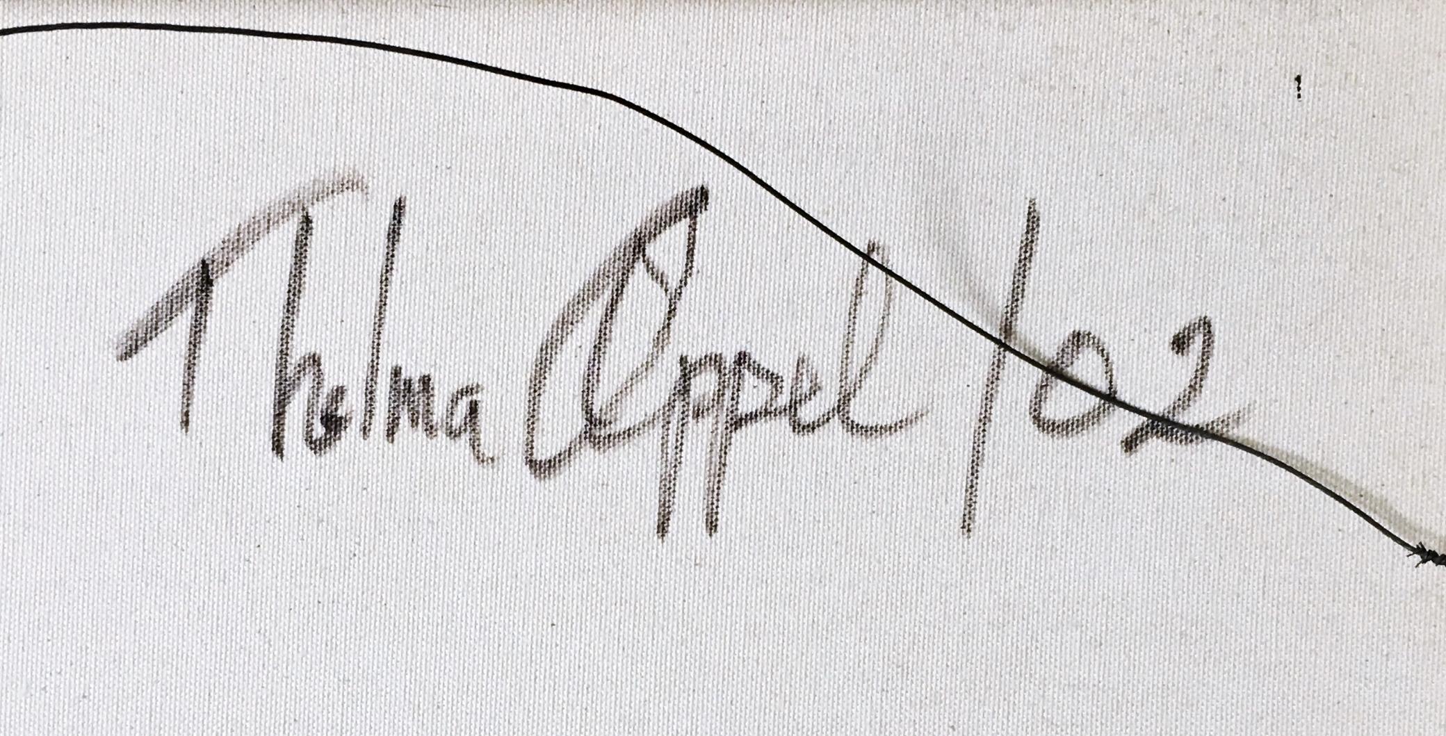 Thelma Appel
In memoriam, 2002
Acryl auf Leinwand Gemälde
Handsigniert, datiert und betitelt mit schwarzem Marker auf der Rückseite
Dies ist ein einzigartiges Werk
Inklusive Rahmen: Elegant gerahmt in einem handgefertigten weißen Aluminiumrahmen in