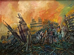 Journey Through Hell, 9/11 Art, Signed painting, exhibited at Brattleboro Museum