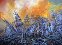 Viaje al Infierno, Arte del 11-S, Pintura firmada, expuesta en el Museo de Brattleboro