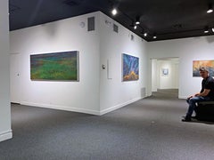 Nightfall, dipinto di paesaggio ad acrilico e olio, firmato, incorniciato, provenienza museo