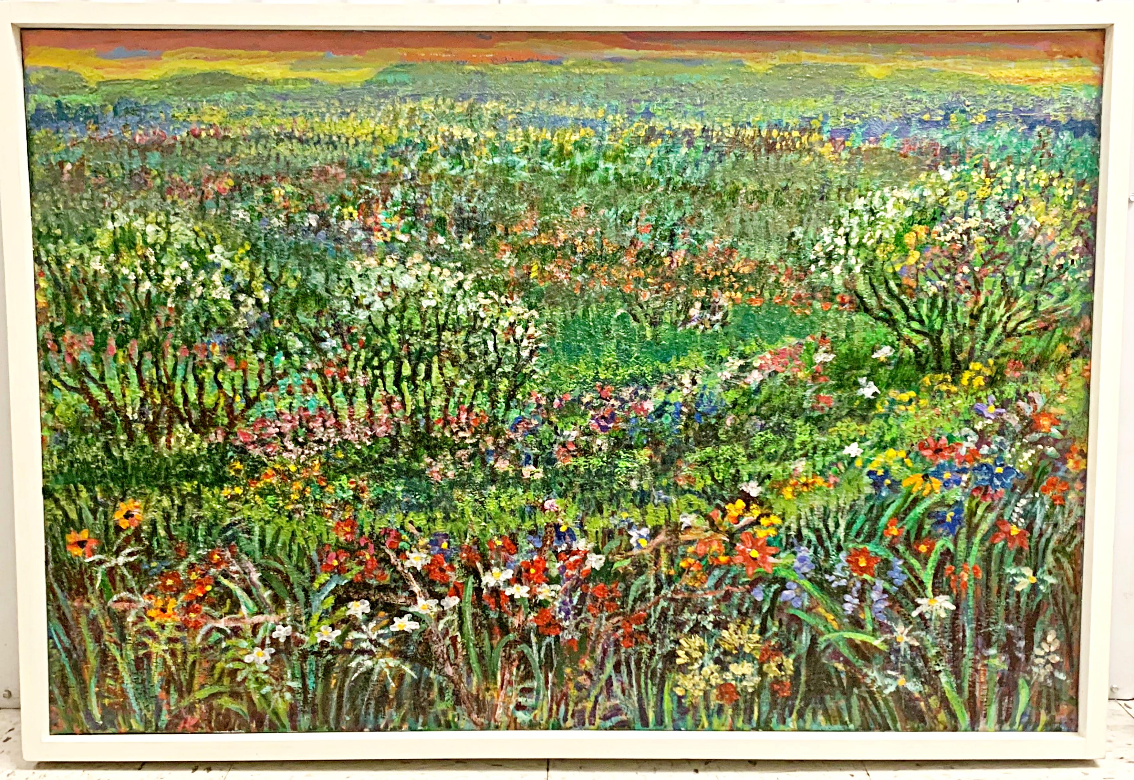 Thelma Appel Figurative Painting - Prairie Flowers (unique signed acrylic landscape painting)