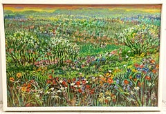 Flores de la pradera (pintura acrílica única firmada sobre un paisaje) incluida en el catálogo
