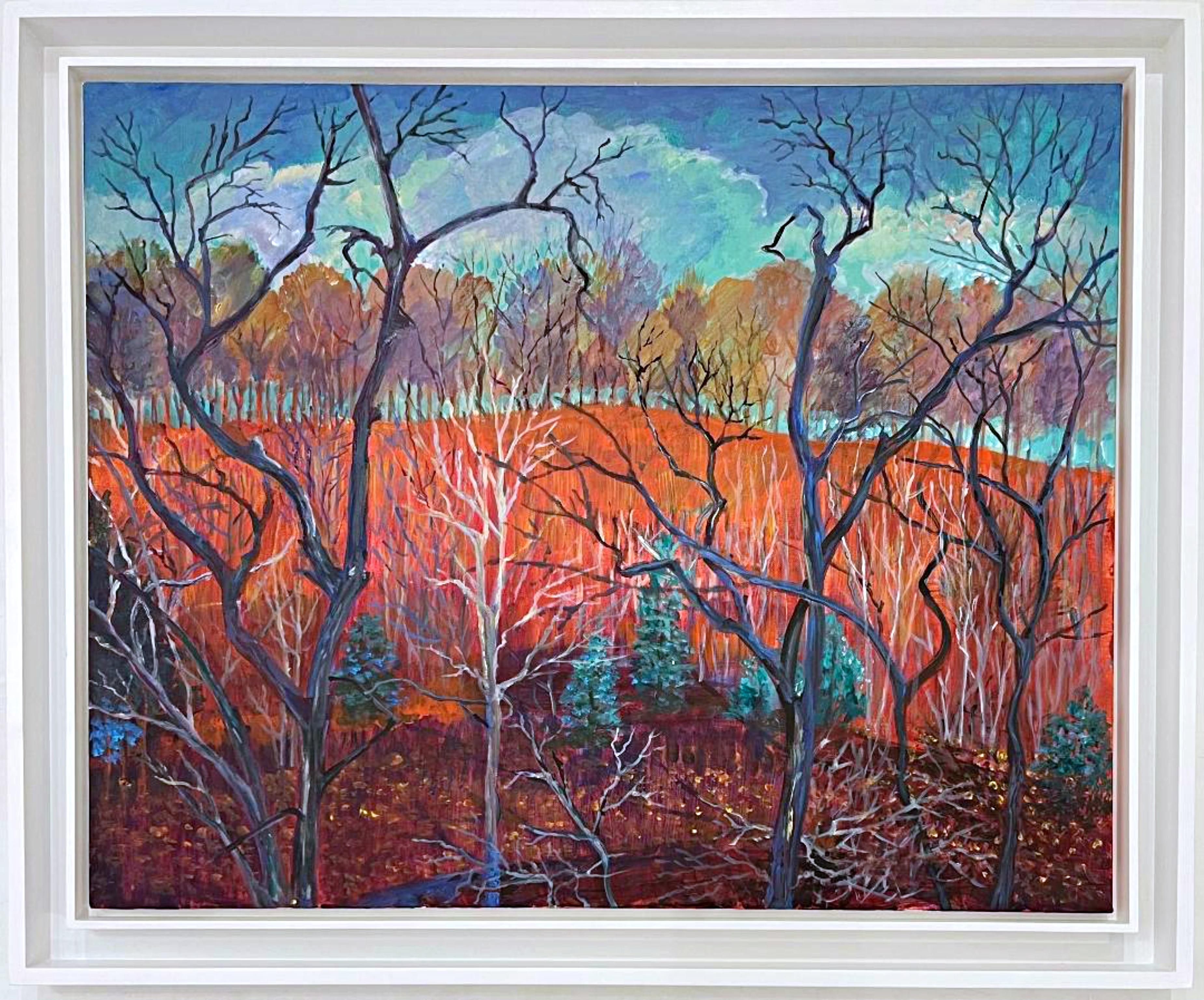 Red Hill, magnifique peinture de paysage acrylique sur toile, unique, signée, encadrée