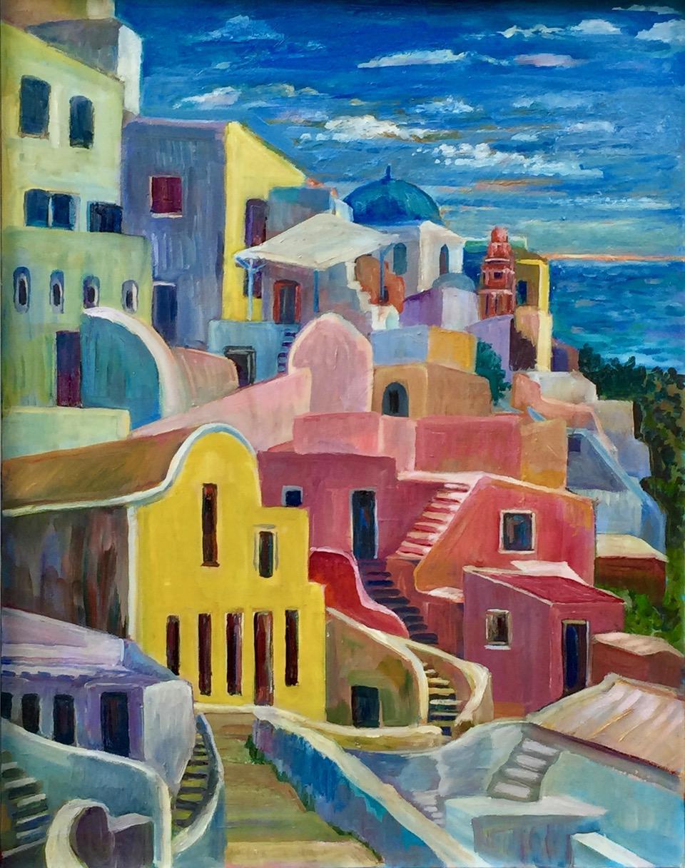 Santorini III – Painting von Thelma Appel