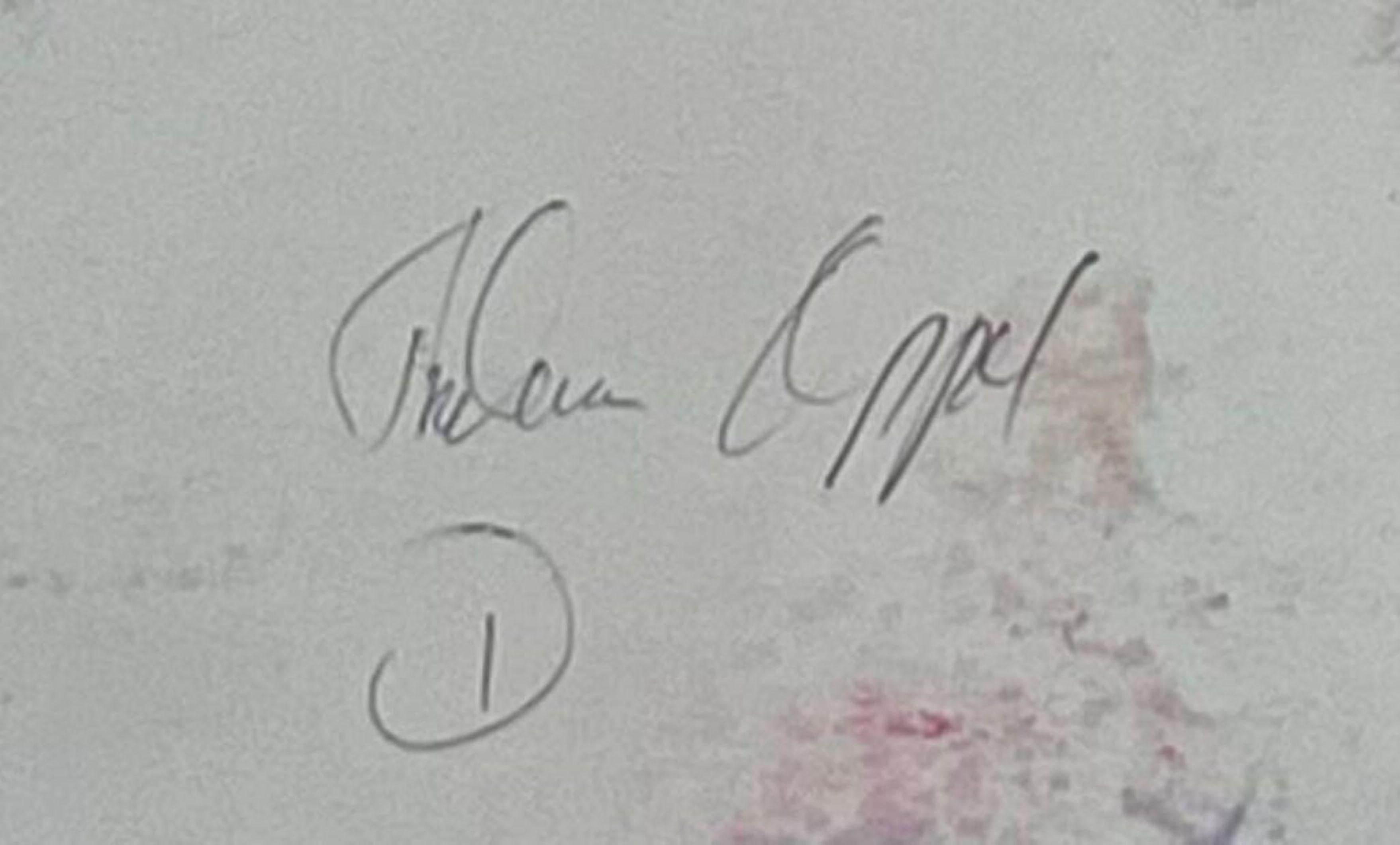 Thelma Appel Bambola salvata con vaso di fiori, pastello unico su carta firmato due volte in vendita 1