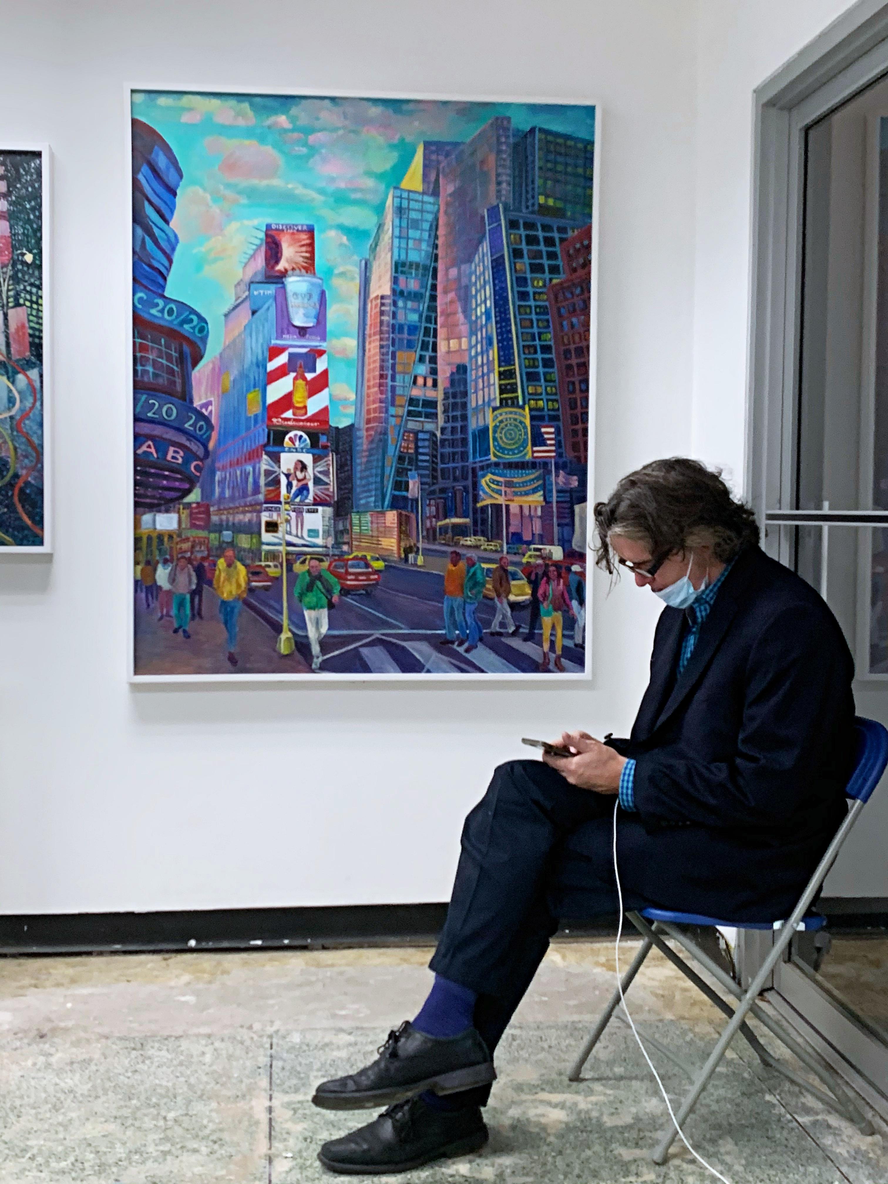 Thelma Appel Times Square V peinture à l'huile unique signée New York art architecture 3