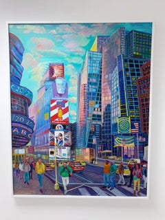 Thelma Appel Times Square V peinture à l'huile unique signée New York art architecture