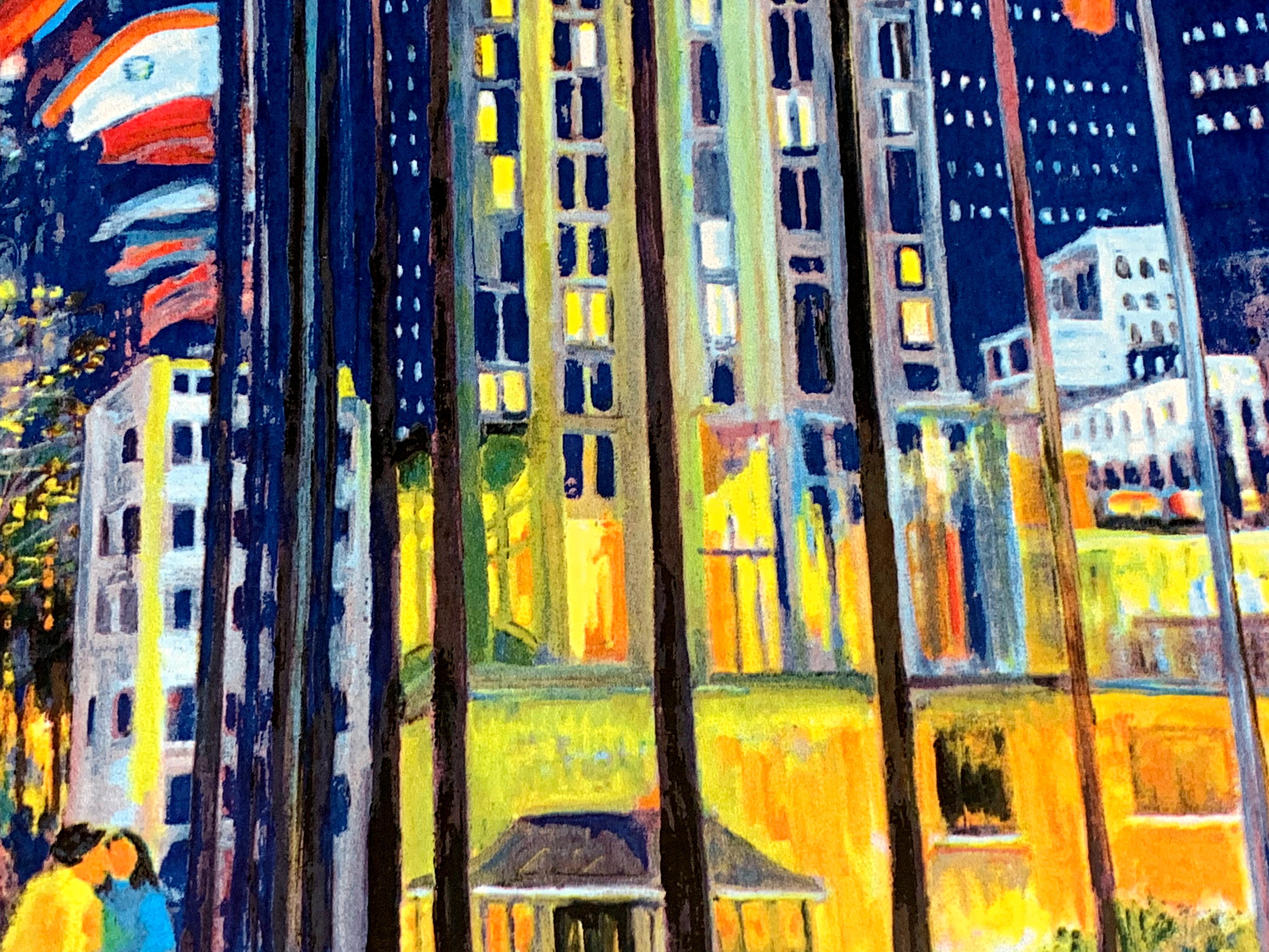 Meeting Plaza, Signed/N 25-color silkscreen, Rockefeller Ctr NY & United Nations For Sale 8