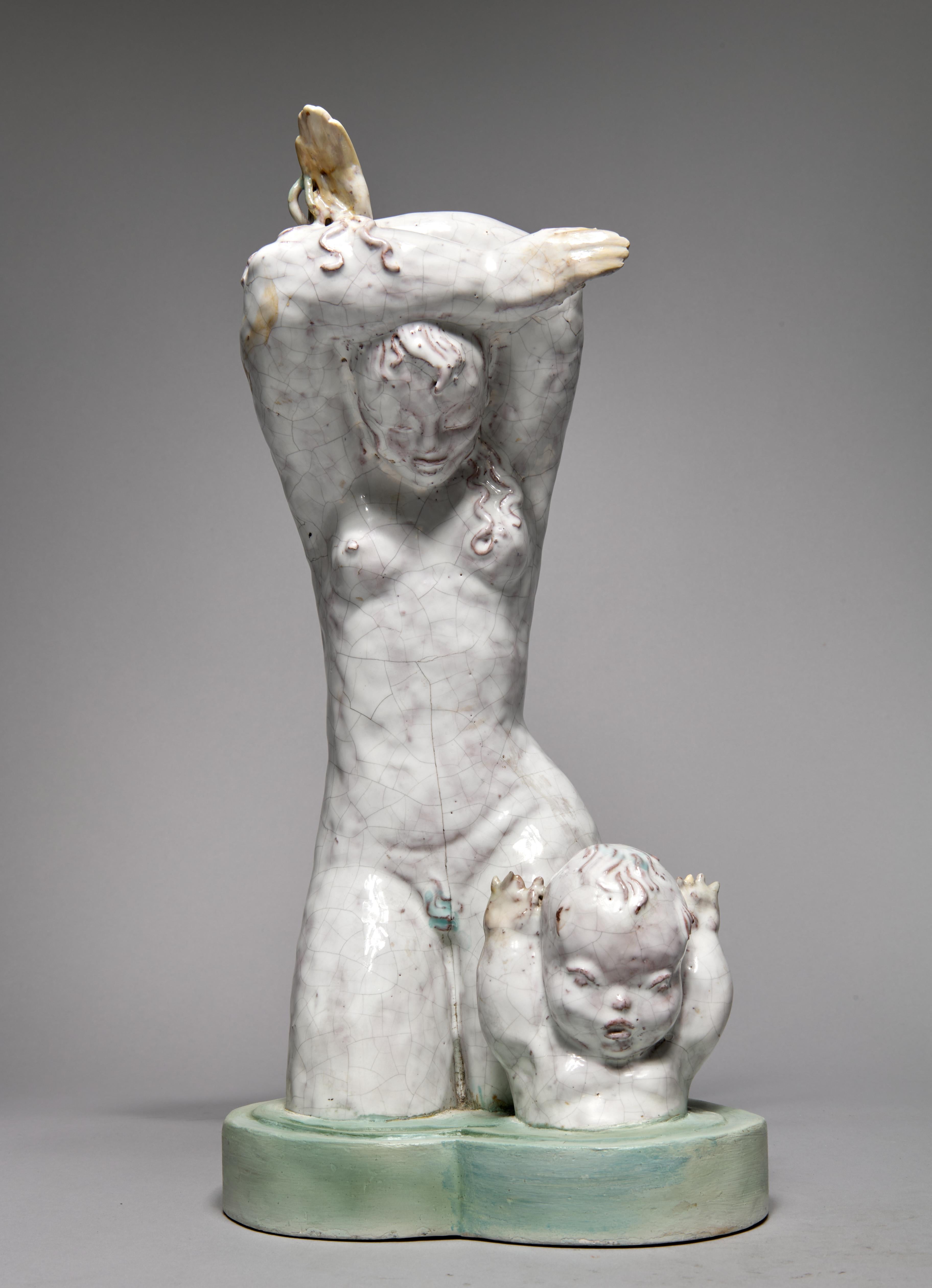 Nude Sculpture Thelma Frazier Winter - Femme et enfant, céramique du début du 20e siècle, artiste féminine de l
école de Cleveland