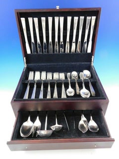 Theme by Gorham Sterling Silver Flatware Service 12 Set 69 Pc Mid-Century Modern