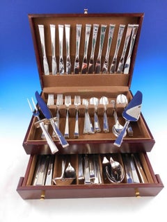 Theme by Gorham Sterling Silver Flatware Service for 12 Set 105 pieces Modern