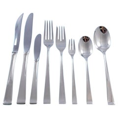 Theme by Gorham Sterling Silver Flatware Service for 12 Set 105 pieces Modern