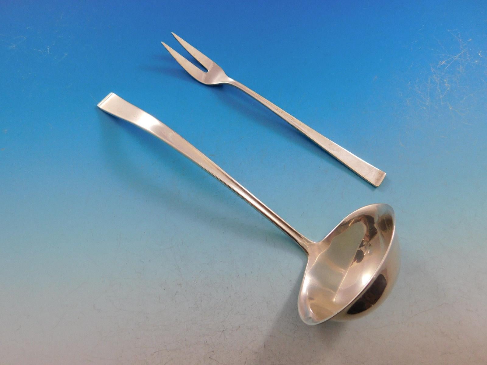 Theme by Gorham Sterling Silver Flatware Set for 12 Service 54 Pcs Modern 4