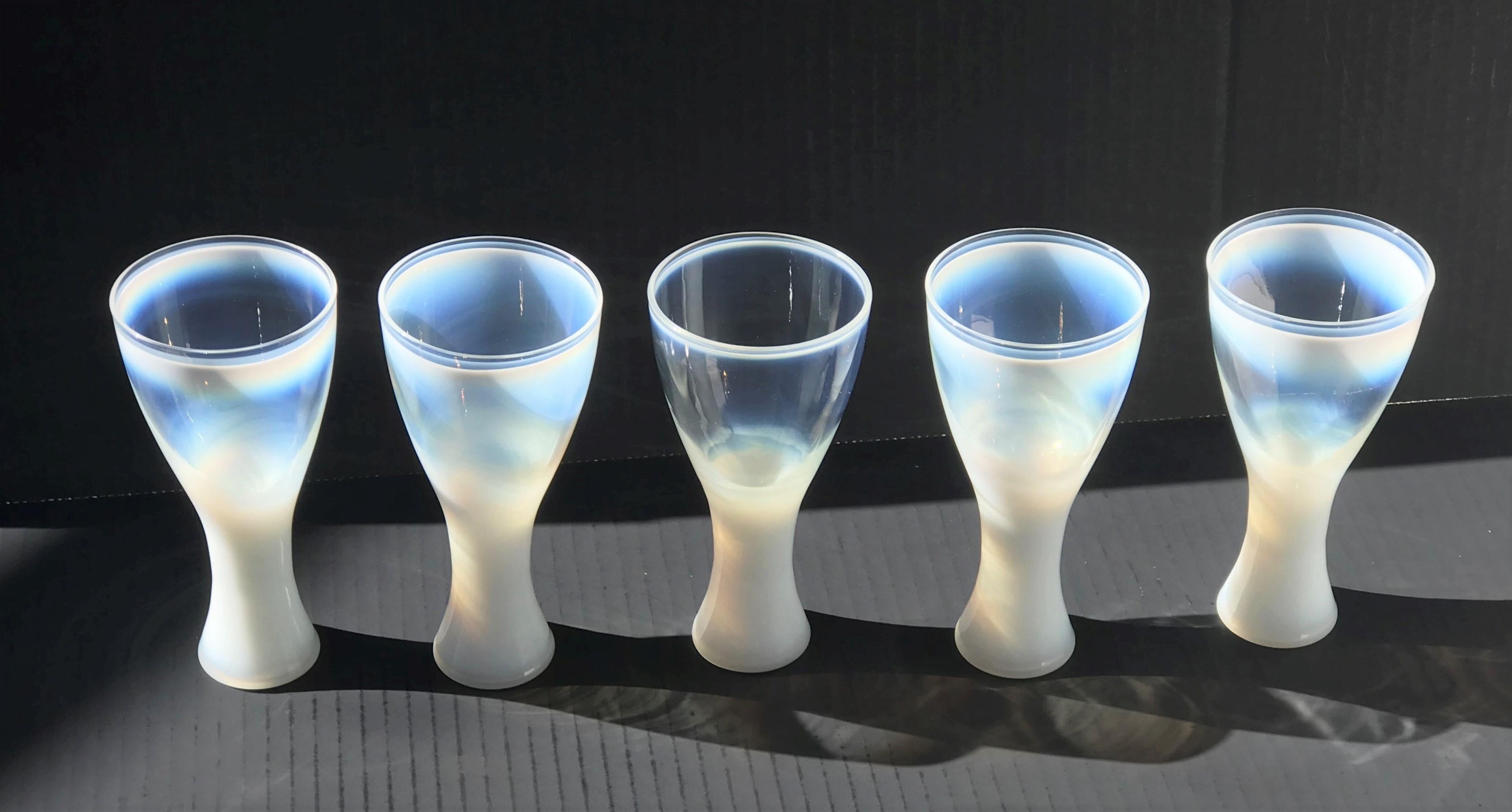 Five elegant footed glasses from the 