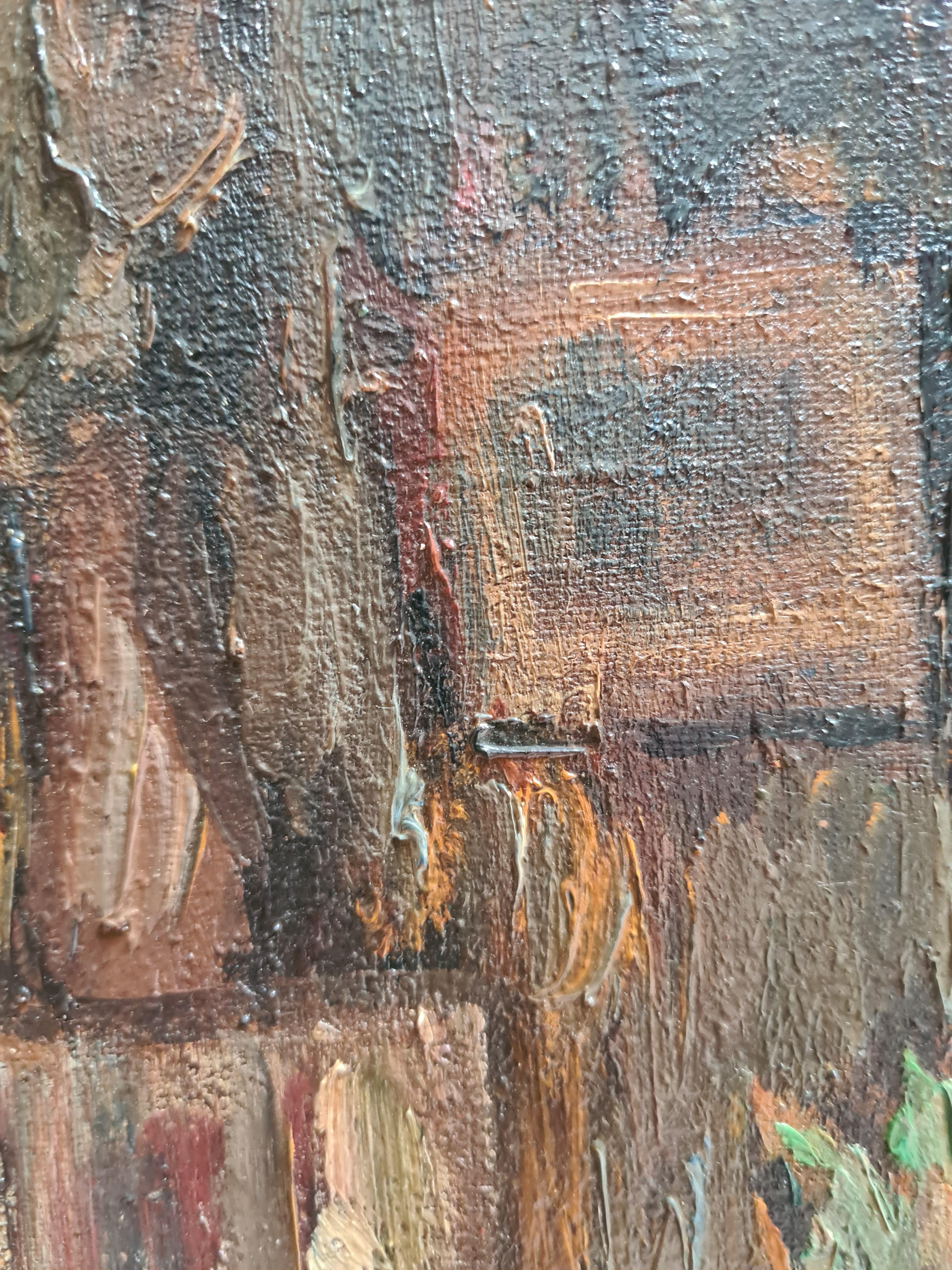 Une vue impressionniste française d'un intérieur, huile sur toile, par Theo Arpen. Le tableau est signé en bas à droite et daté. Présenté dans un cadre en bois sculpté et doré.

Une vue d'intérieur très charmante et atmosphérique, un vase de fleurs