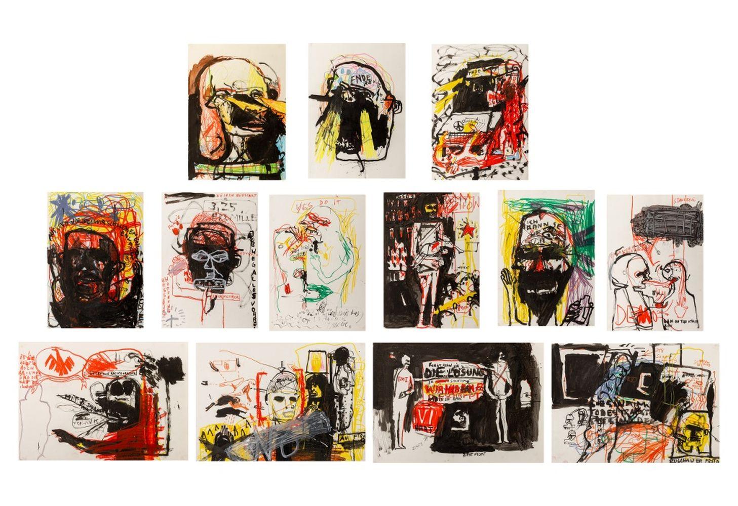Dreizehn abstrakte Kompositionen – Mixed Media Art von Theo Boettger
