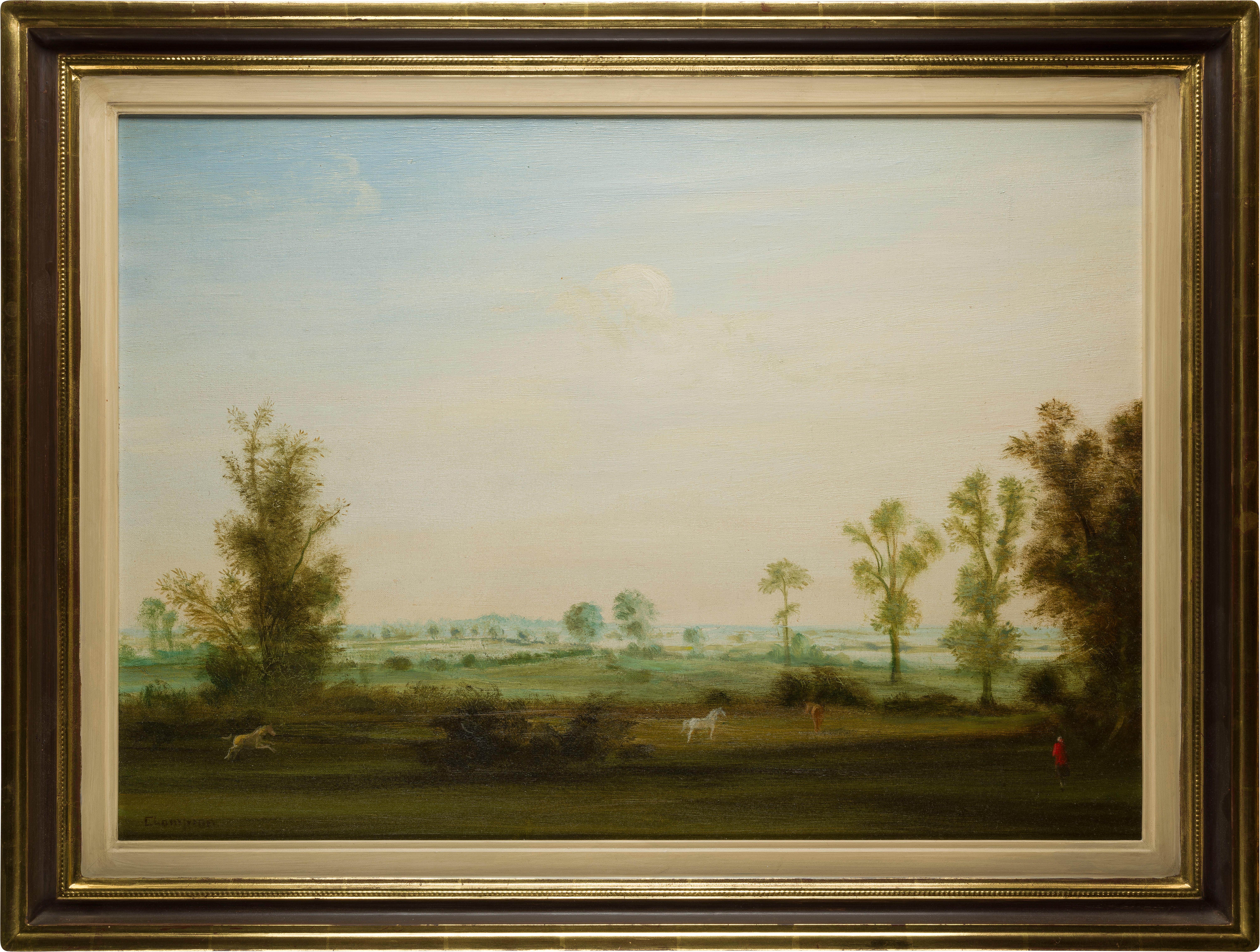 WEITE LANDSCHAFT MIT PFERDEN – Painting von Theo Champion