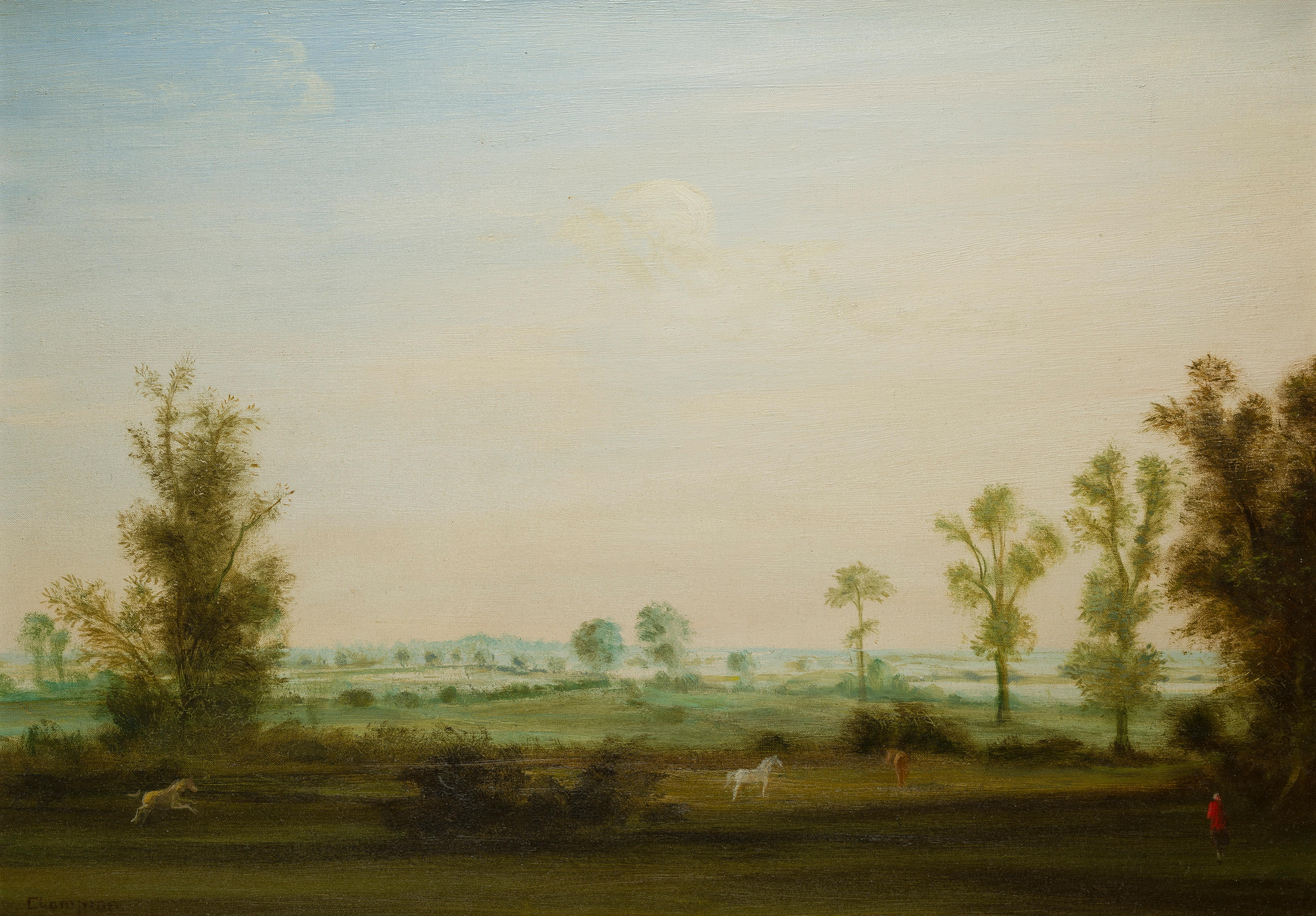Theo Champion Landscape Painting – WEITE LANDSCHAFT MIT PFERDEN