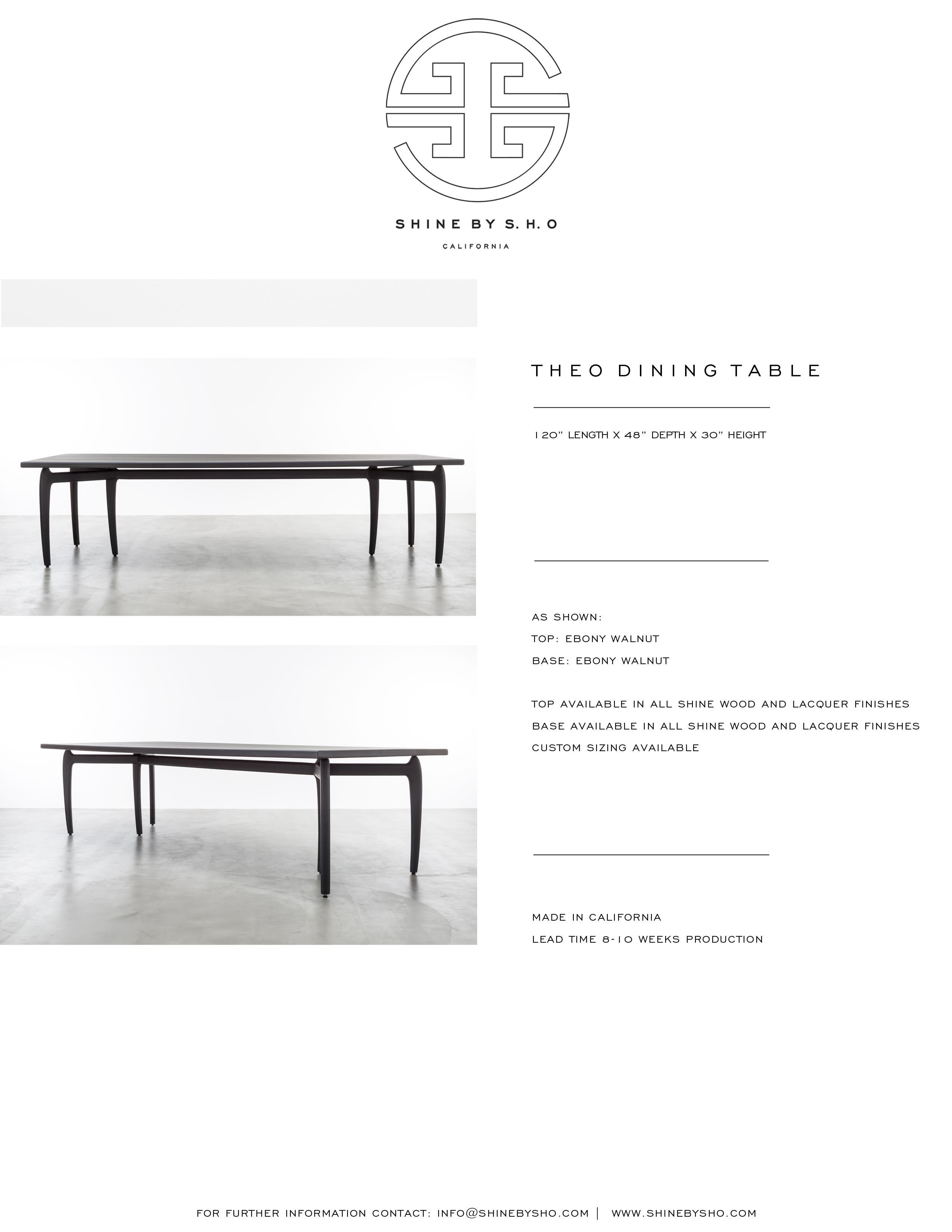 Américain TABLE À MANGER THEO - Table de salle à manger moderne en bois d'ébène sculpté à la main en vente