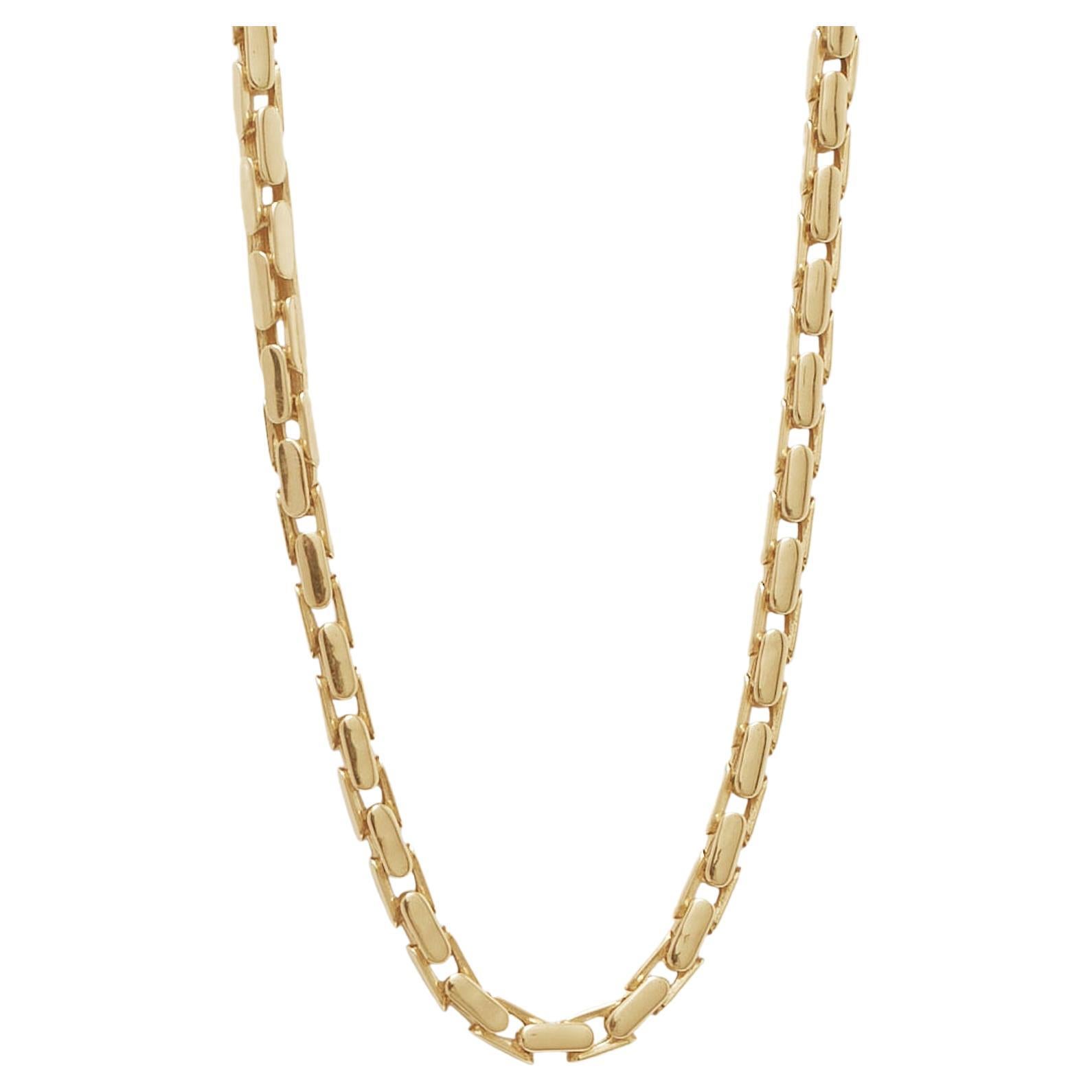Theo Elongated Chain Necklace 14k Solid Yellow Gold For Sale