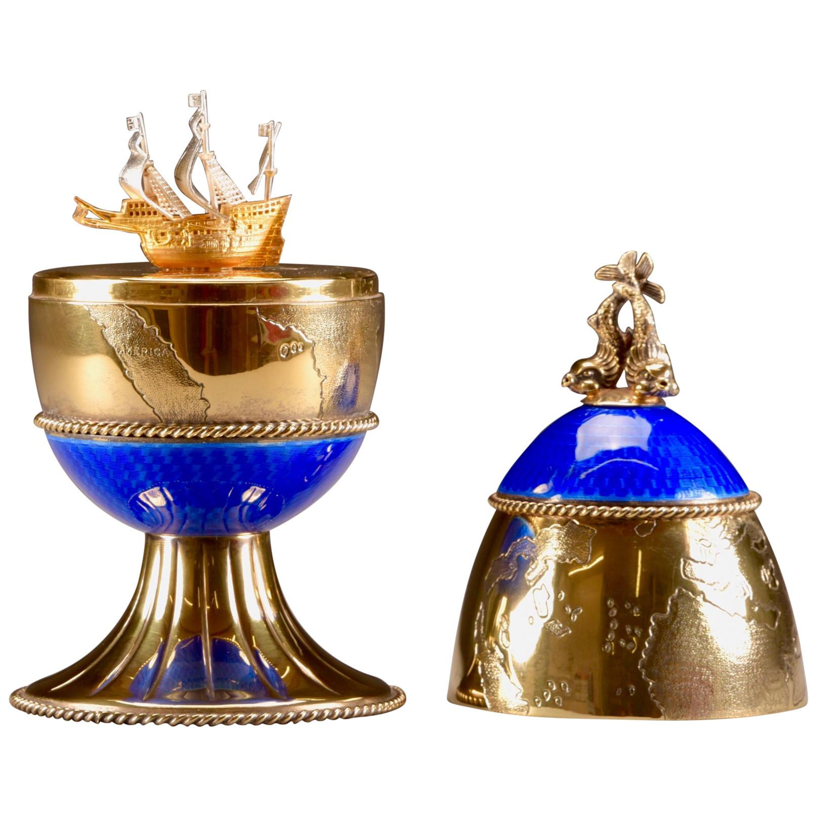 Theo Faberge "New world egg", St. Petersburg Collection, Silver 925/1000, 17/30 For Sale