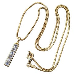 Theo Fennel Strip Diamond Princess Cut Pendant 18k Yellow Gold 17.5" Chain 8g Theo Fennel Strip Diamond Princess Cut Pendant 18k Yellow Gold 17.5" Chain 8g