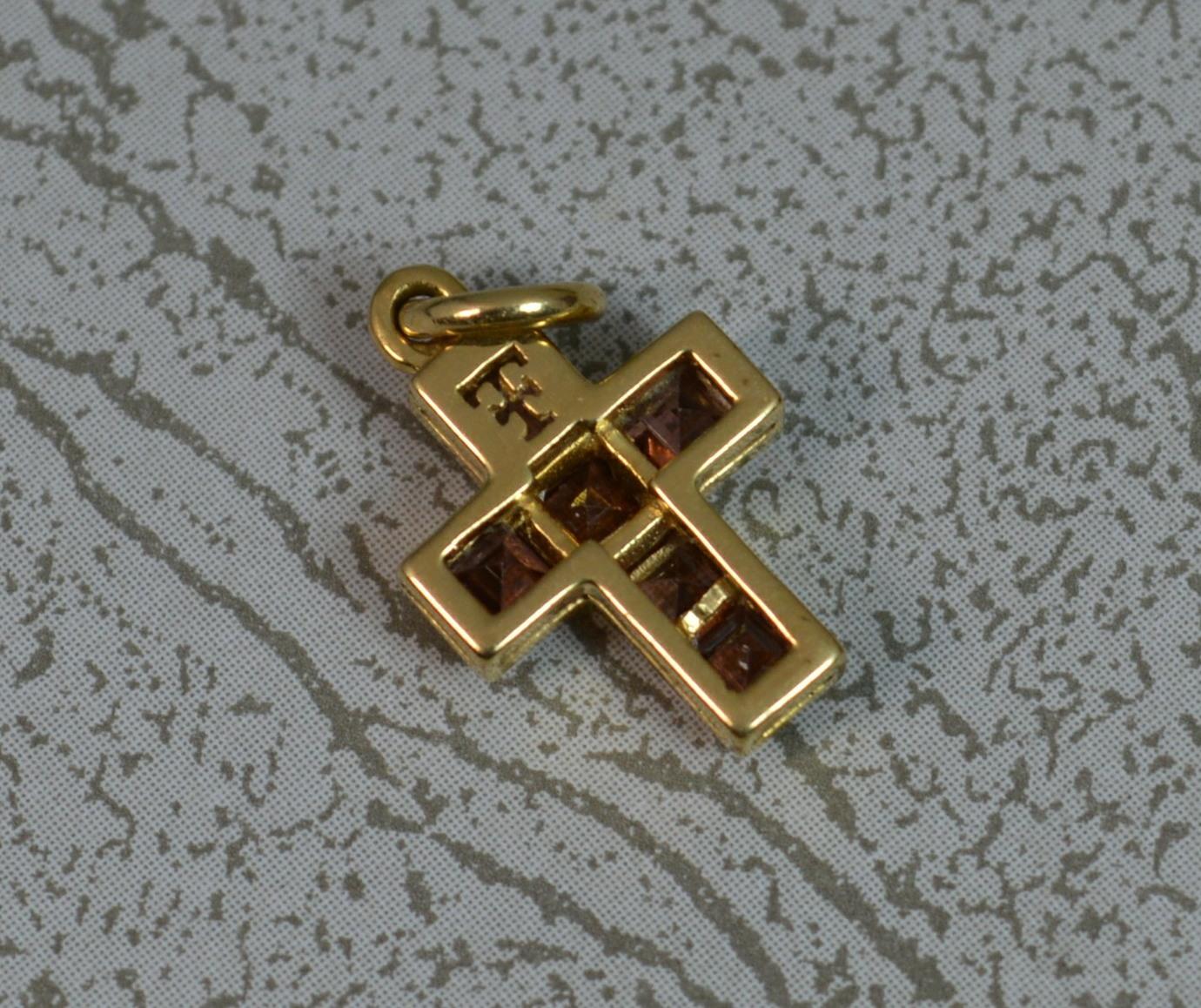 Contemporary Theo Fennell 18 Carat Gold and Garnet Cross Charm Pendant