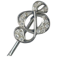 Theo Fennell 18 Carat White Gold and Diamond Treble Clef Stick Pin