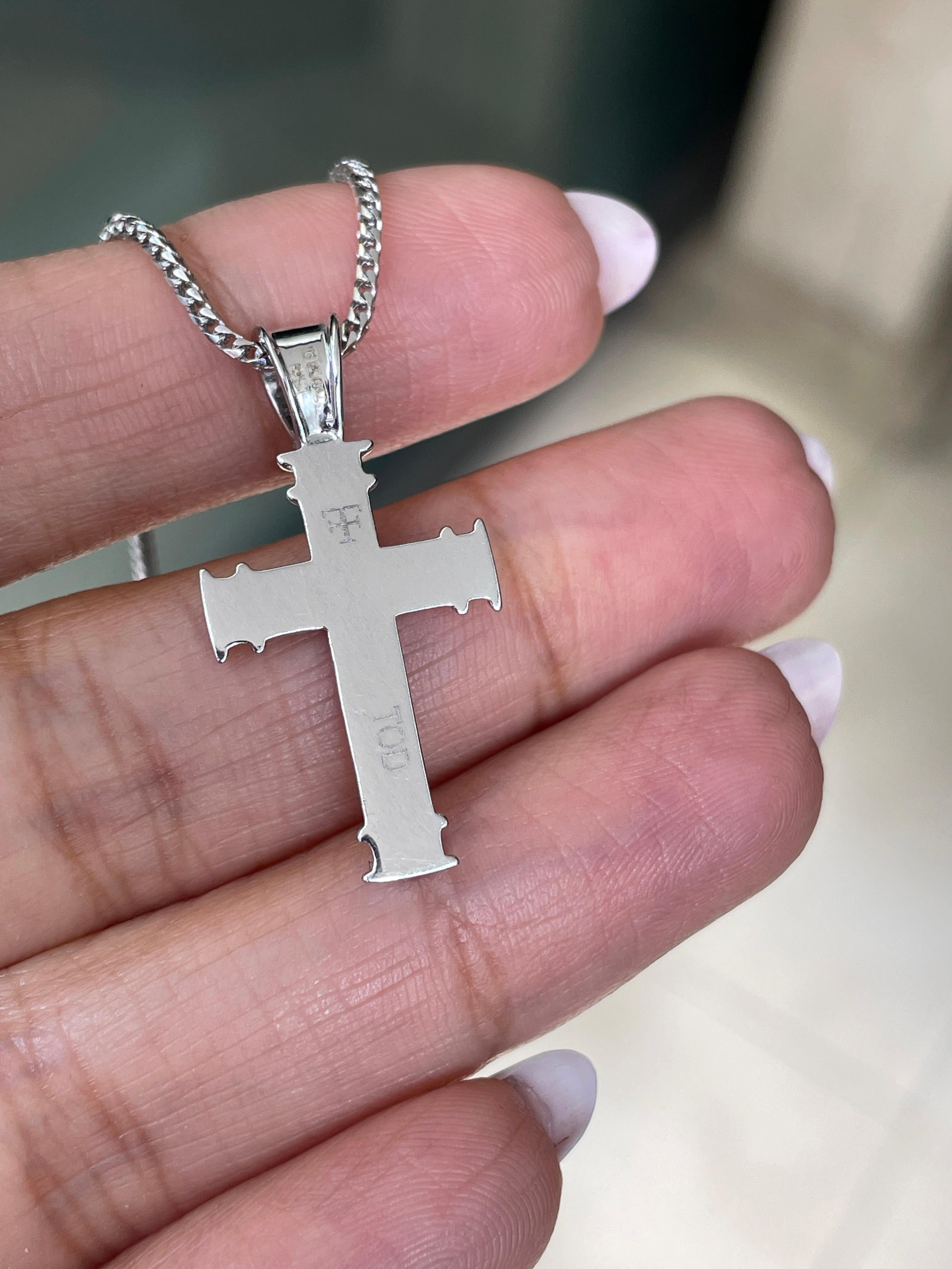 small white gold cross necklace
