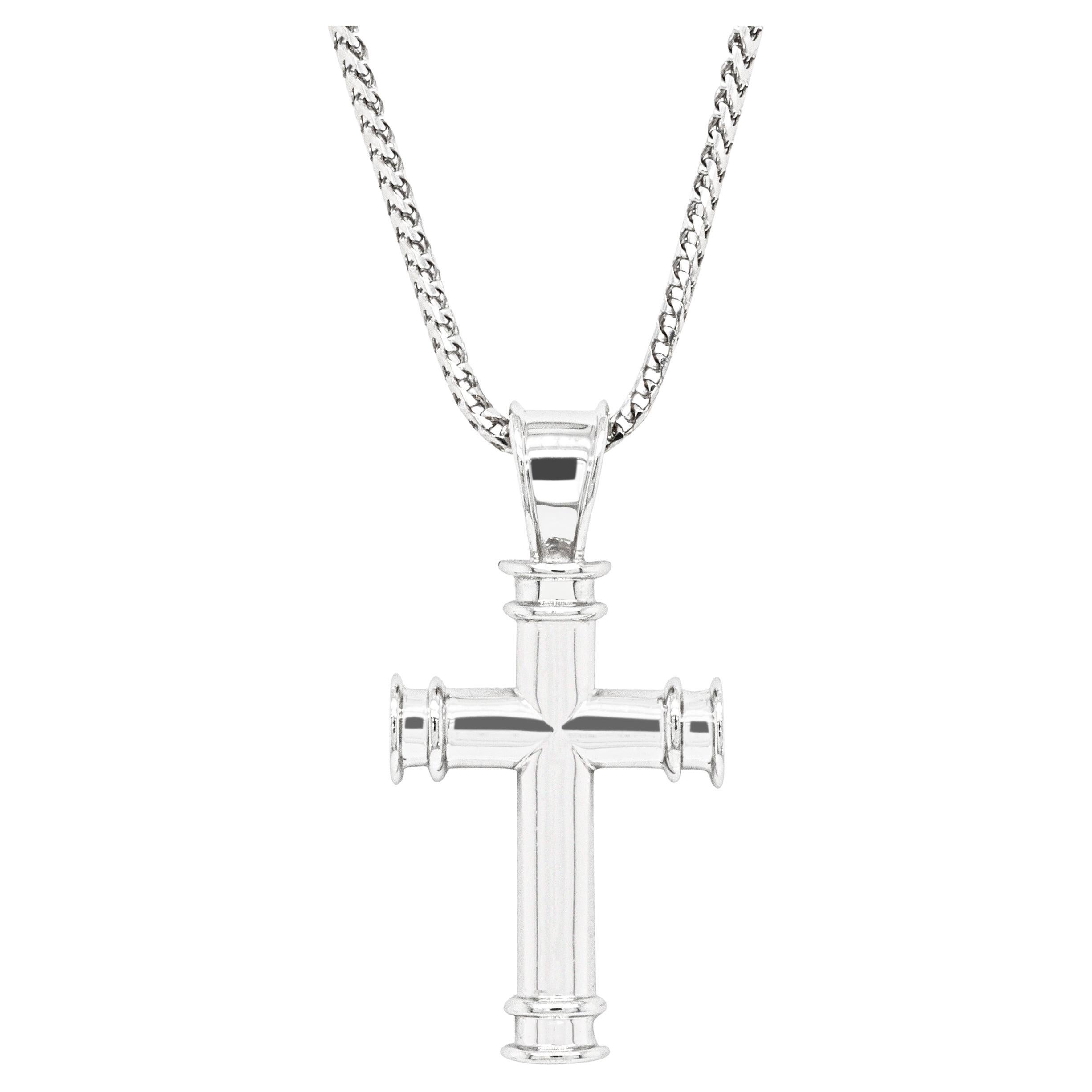 Theo Fennell 18 Carat White Gold Small Tod Cross Pendant and Chain For Sale