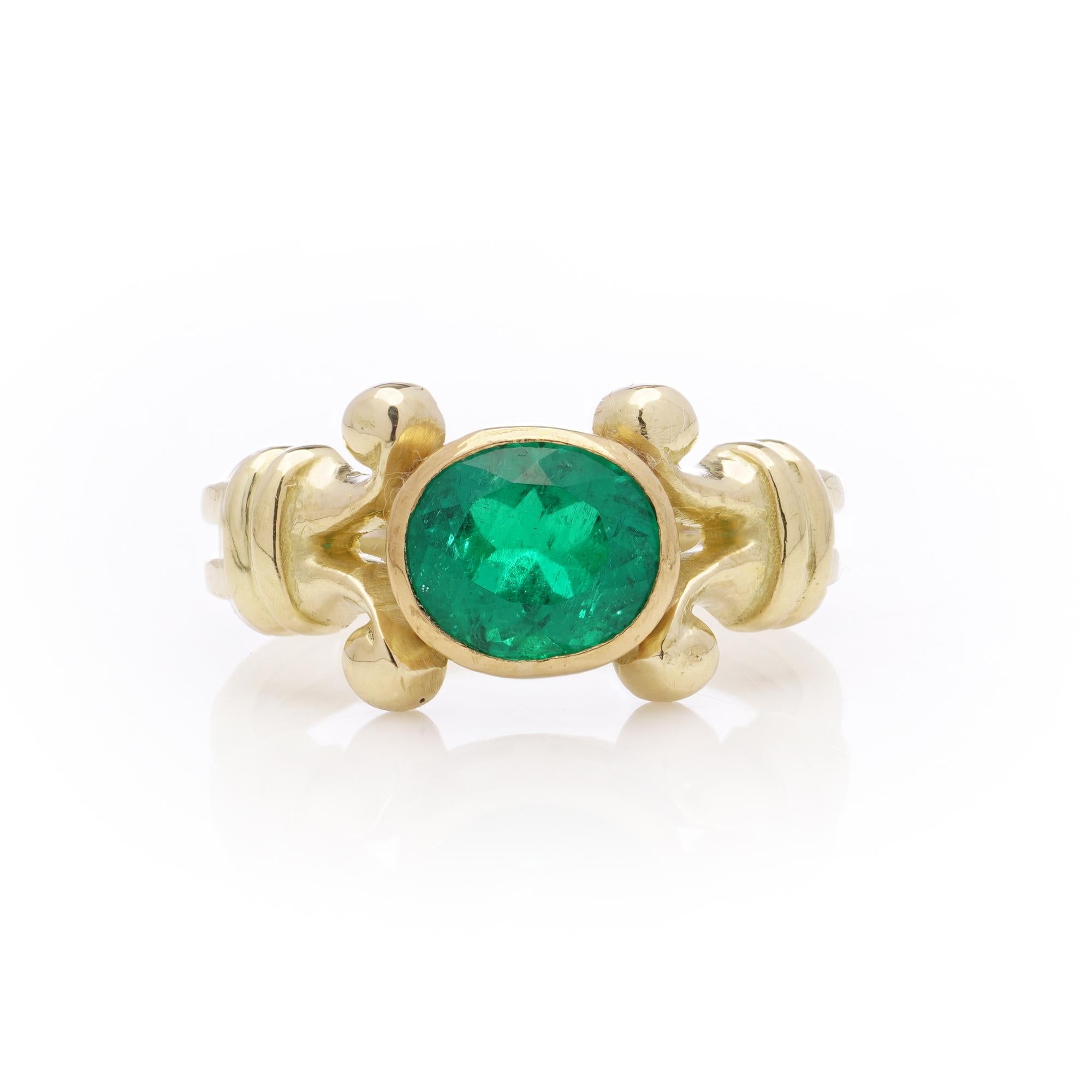 Theo Fennell 18 kt. Gelbgold 1,50 Karat. Smaragdring im Angebot 1