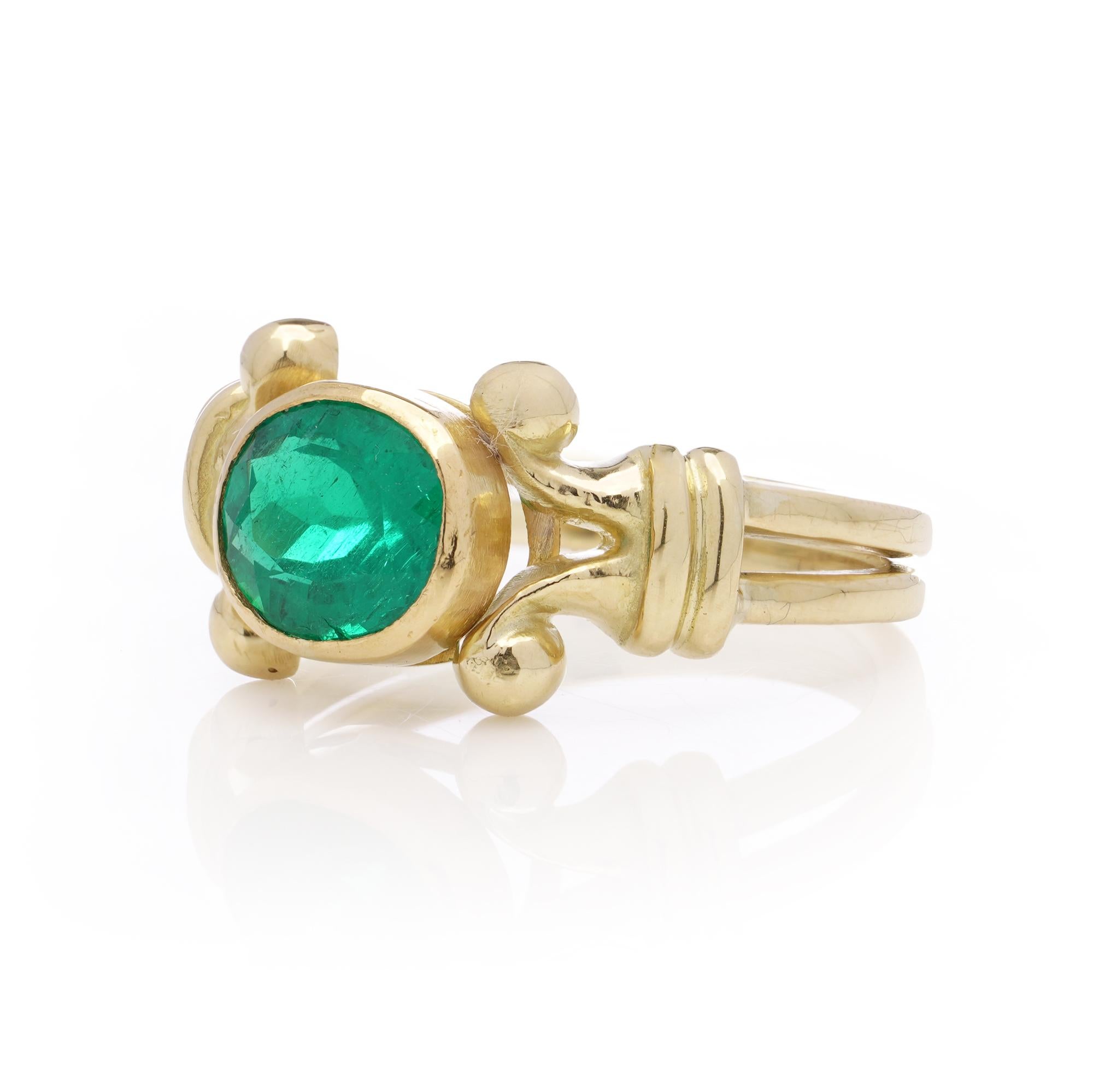 Theo Fennell 18 kt. Gelbgold 1,50 Karat. Smaragdring im Angebot 2