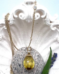 Theo Fennell 18ct Yellow Gold Citrine Briolette and Diamond Pendant Necklace