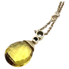 Theo Fennell 18ct Yellow Gold Citrine Briolette and Diamond Pendant Necklace