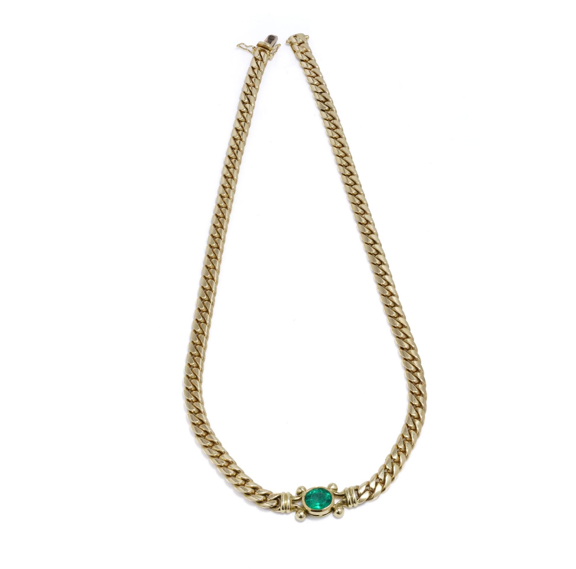 Women's or Men's Theo Fennell 18kt gold and emerald curb link necklace For Sale