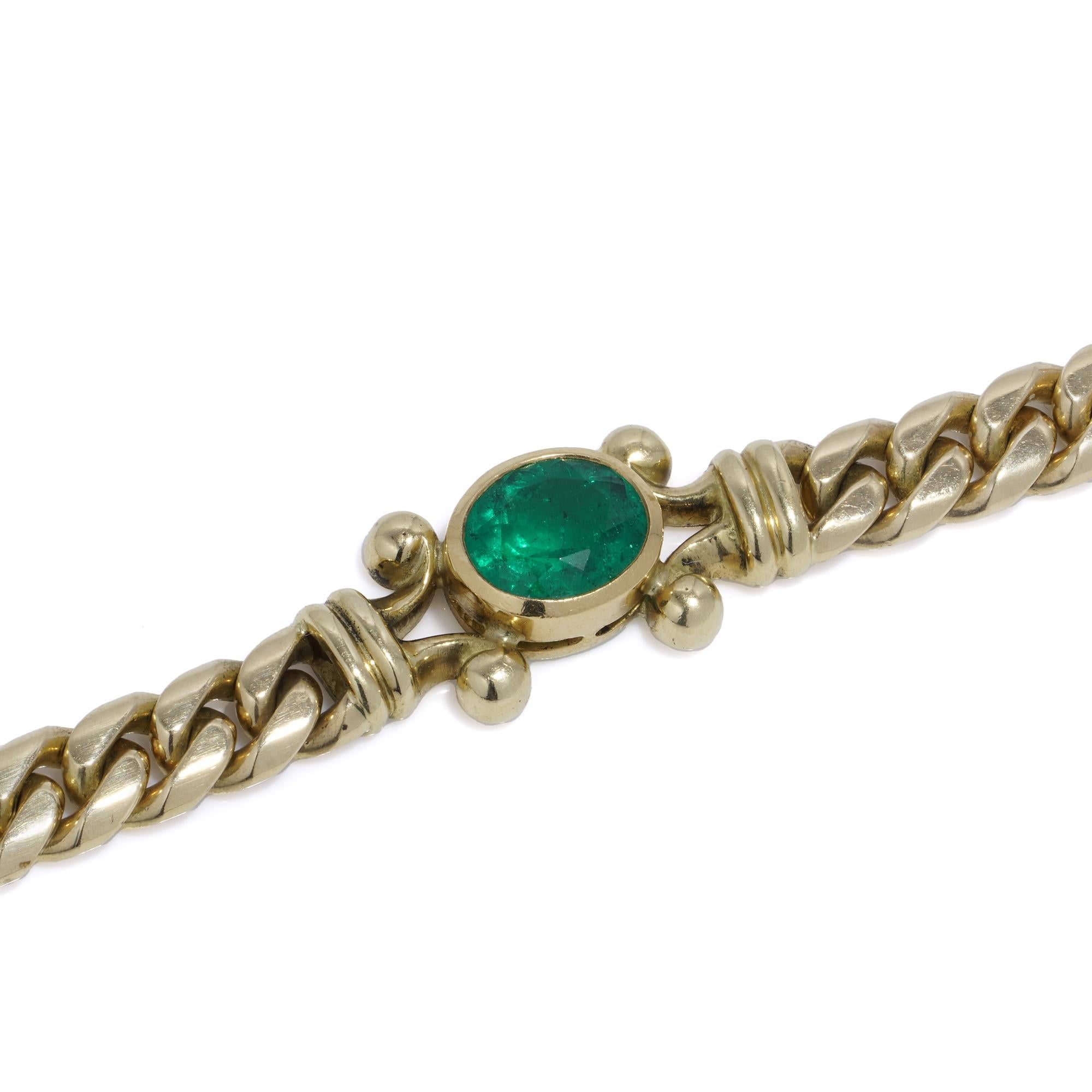 Theo Fennell 18kt gold and emerald curb link necklace For Sale 1