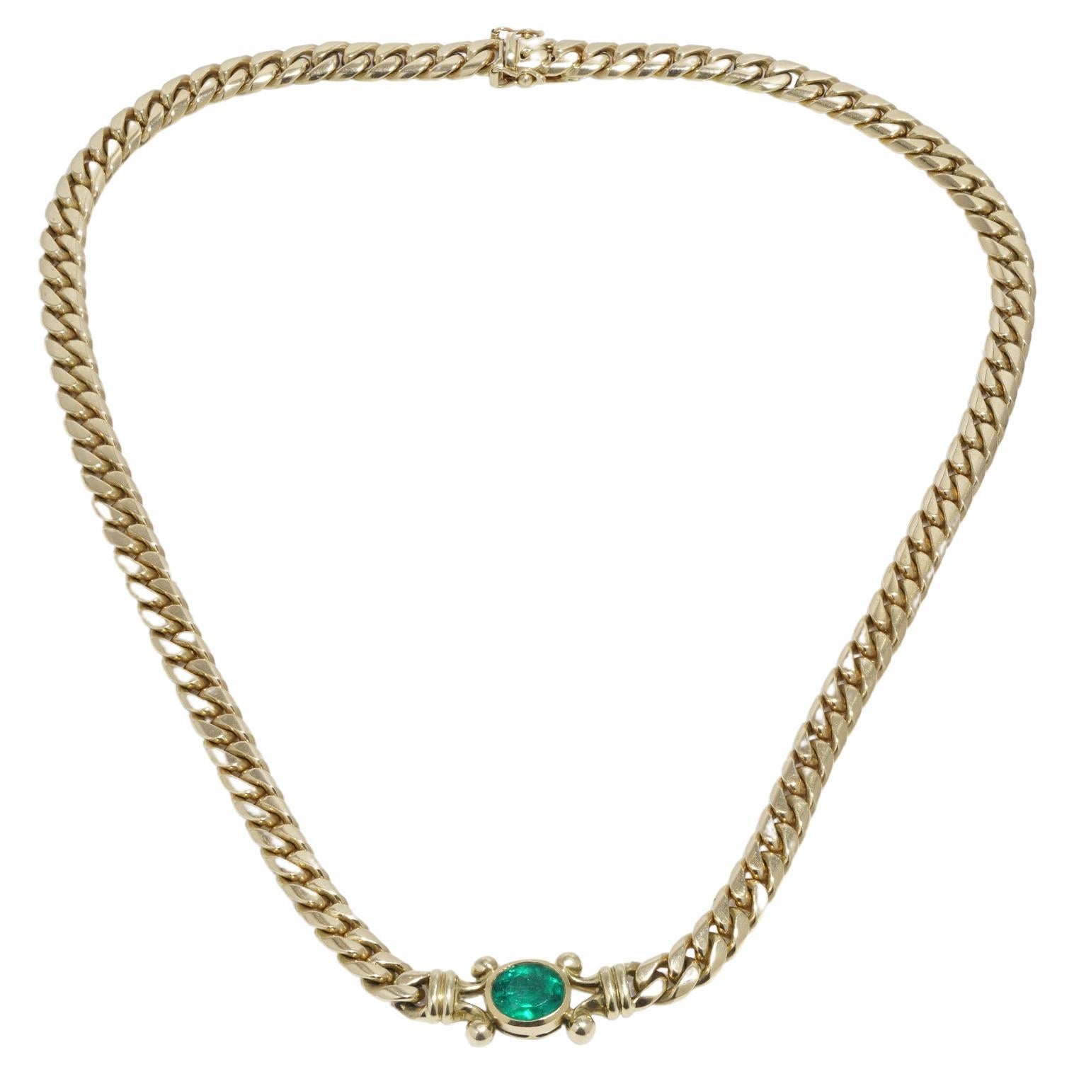 Theo Fennell 18kt gold and emerald curb link necklace For Sale