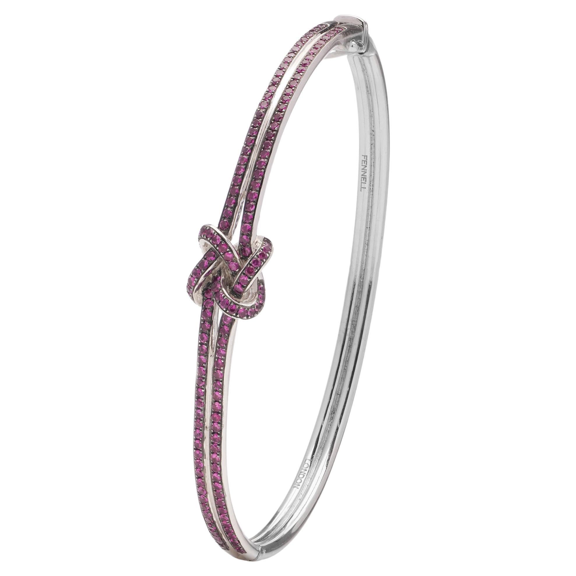 Theo Fennell 18kt. white gold Gordian knot cuff bracelet with pink sapphires