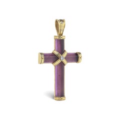 Theo Fennell 18KT Yellow Gold Amethyst & Diamond Cross Pendant