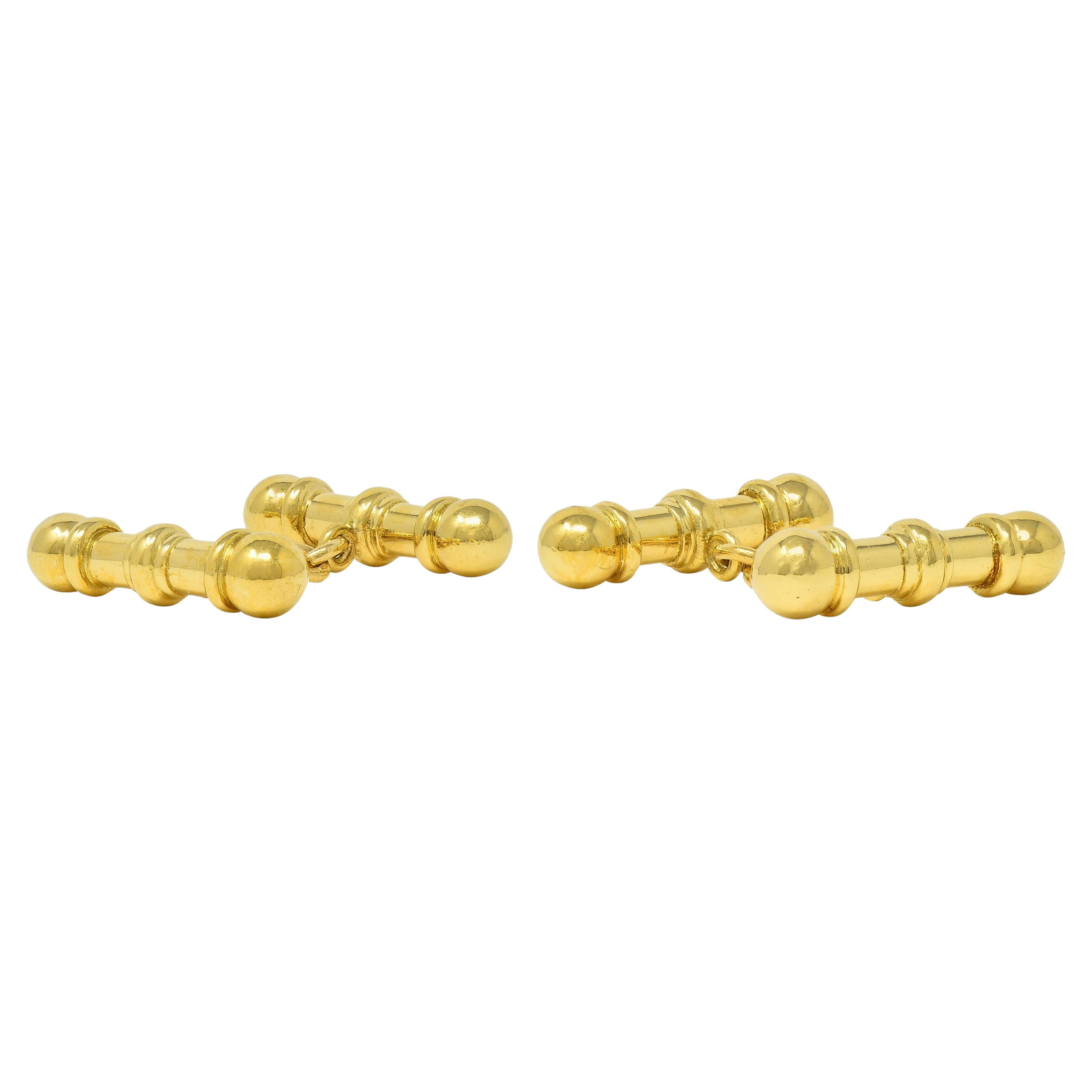 Theo Fennell 2003 Britische 18 Karat Gelbgold Vintage Bar-Manschettenknöpfe